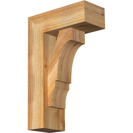 Ekena Millwork Balboa Block Rough Sawn Bracket w/ Offset Brace, Western Red Cedar, 6"W x 14"D x 22"H BKT0604X14X22BOA05RWR